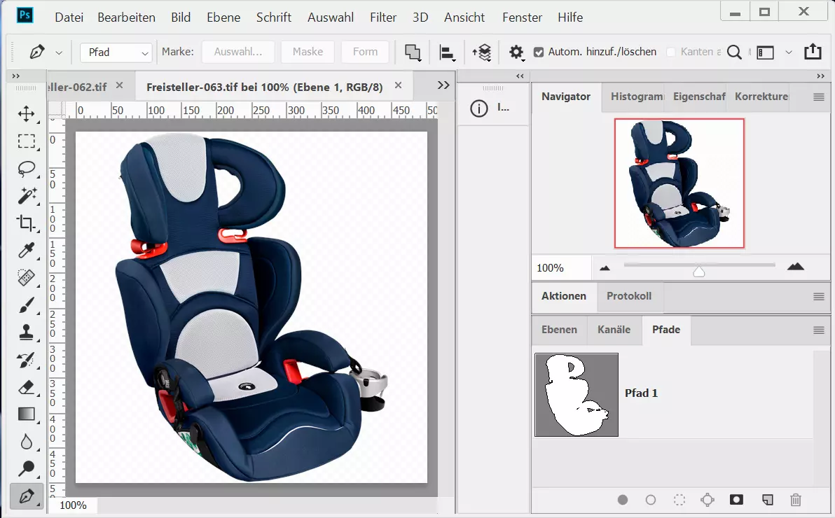 Kindersitz mit Photoshop Pfad Pfad-freisteller Kindersitz