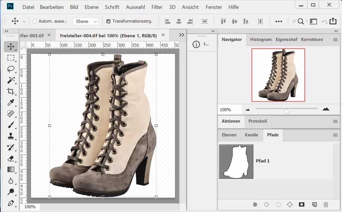 Entfernter Hintergrund bei Schuhfreisteller Damenschuhe ohne Hintergrund