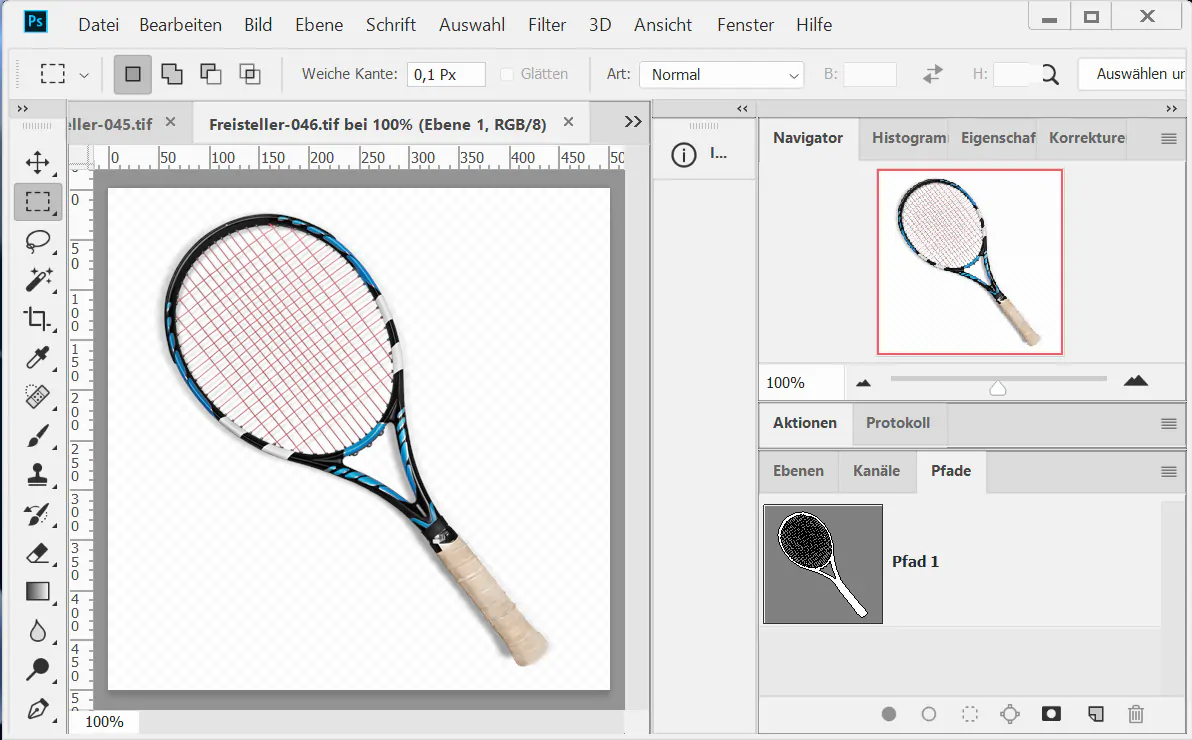 Bild freistellen und Produktfoto ausschneiden Tennisschläger Bild freistellen und Produktfoto ausschneiden Tennisschläger