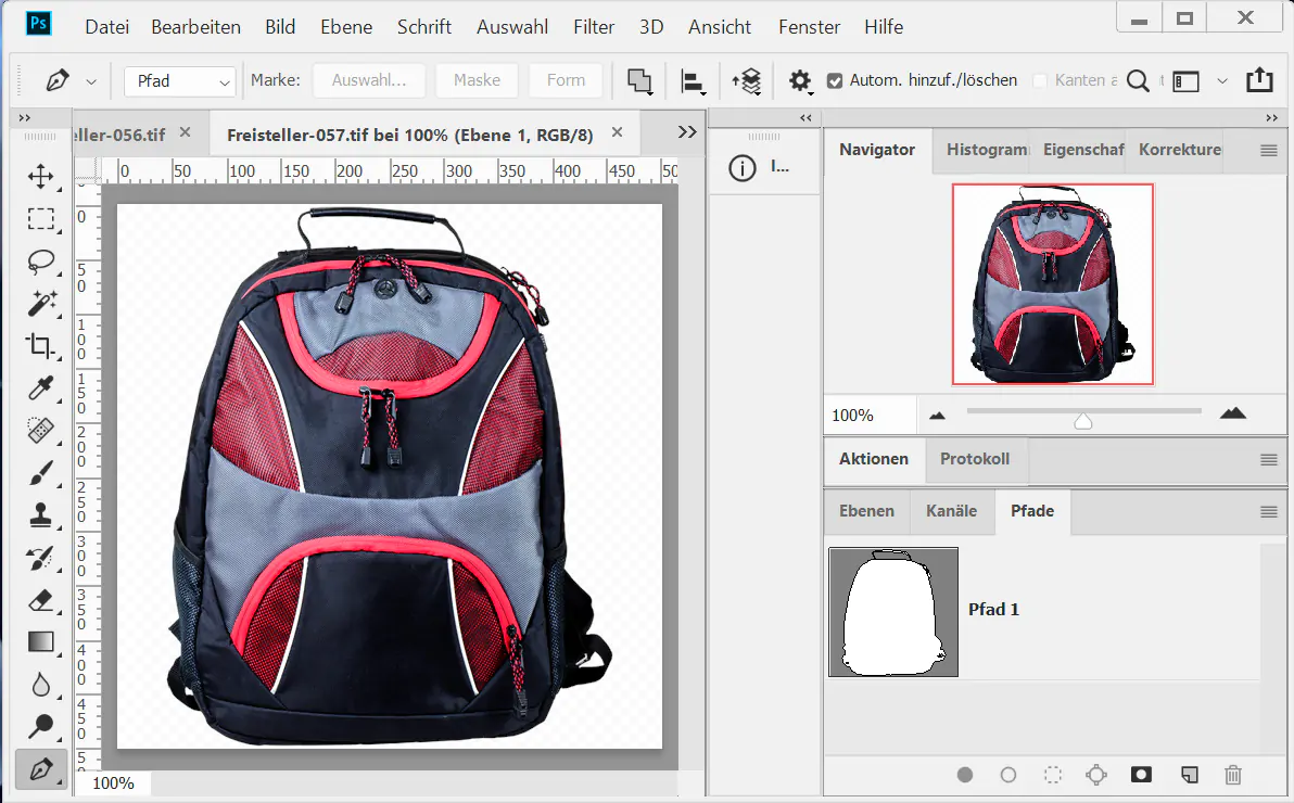 Bildhintergrund entfernen mit Freisteller Pfad Rucksack, Schultasche Bildhintergrund entfernen mit Freisteller Pfad Rucksack, Schultasche