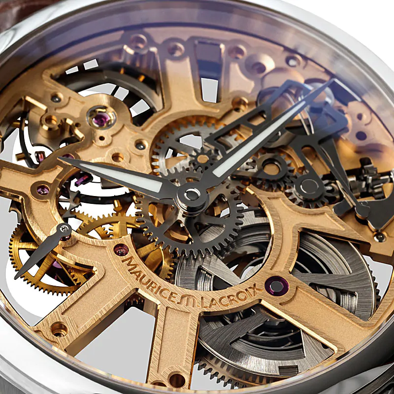 Produktfotografie für Onlinehandel Detailaufnahme Ziffernblatt Armbanduhr mit sichtbarem Uhrwerk Produktfotografie für Onlinehandel Detailaufnahme Ziffernblatt Armbanduhr mit sichtbarem Uhrwerk