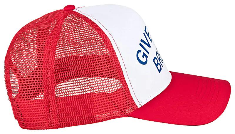 Fotoaufnahmen von Mützen, Caps und anderen Kopfbedeckungen Fotoaufnahme Baseball Cap rot-weiß mit Netzstruktur