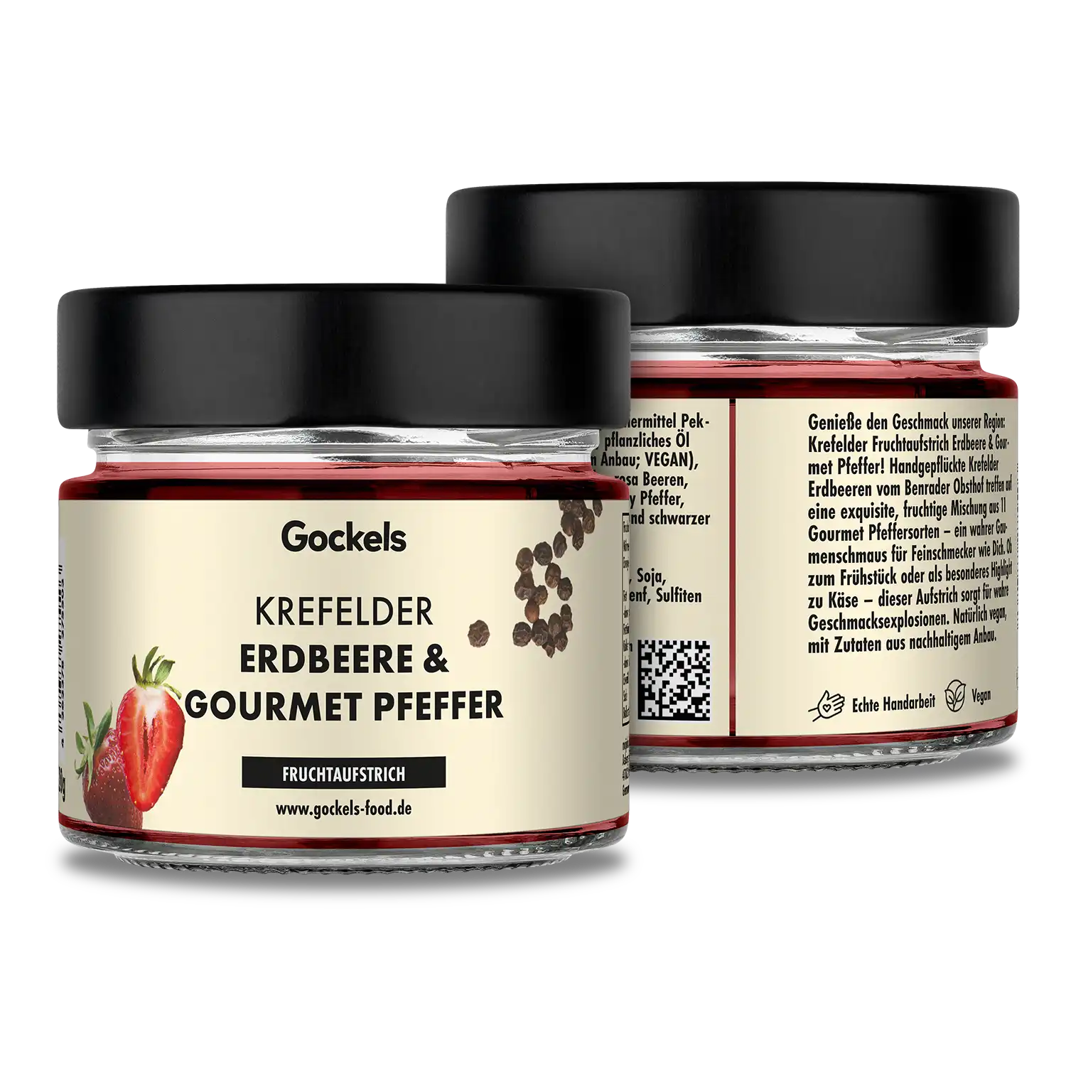 Produkte für fotorealistische Mock-Up Vorführmodelle fotografieren aus dem Fotostudio der PRO-ducto GmbH Professionelle Produktfotografie von Gockels Fruchtaufstrich als Freisteller. Hochwertige Produktbilder erstellen lassen für mehr Sichtbarkeit. Produktfotografie